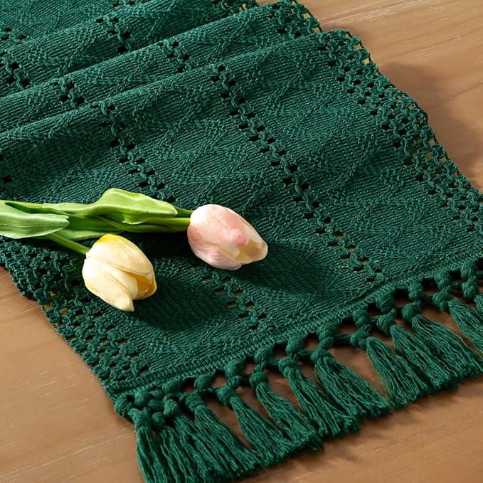 Boho Macrame Table Runner with Tassels