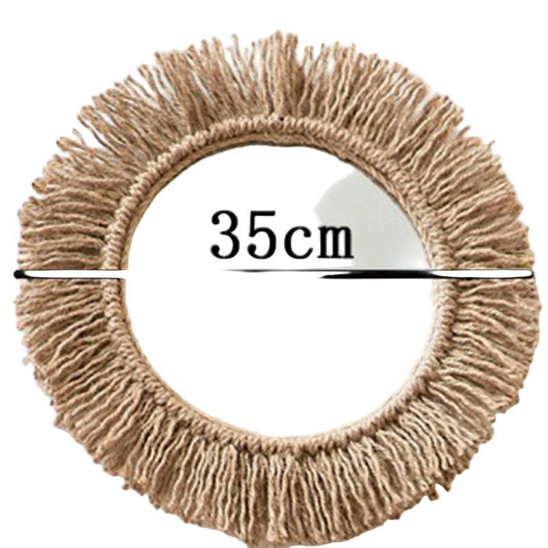 Boho Style Wall Mirror with Hemp Rope