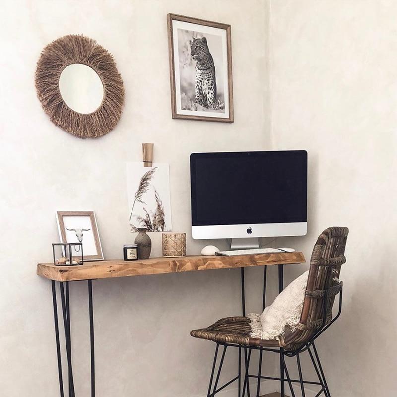 Boho Style Wall Mirror with Hemp Rope