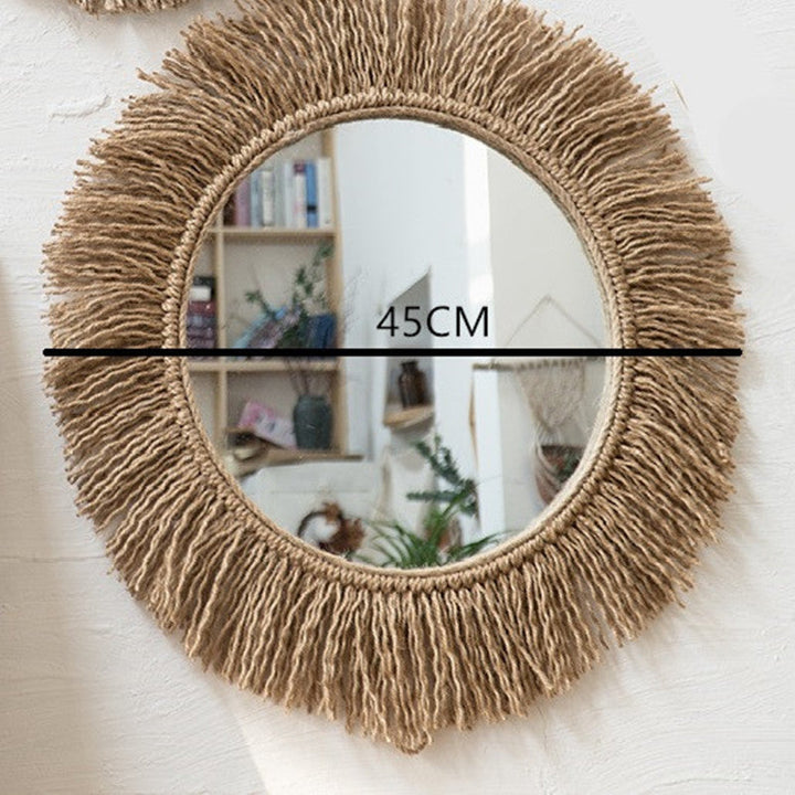 Boho Style Wall Mirror with Hemp Rope