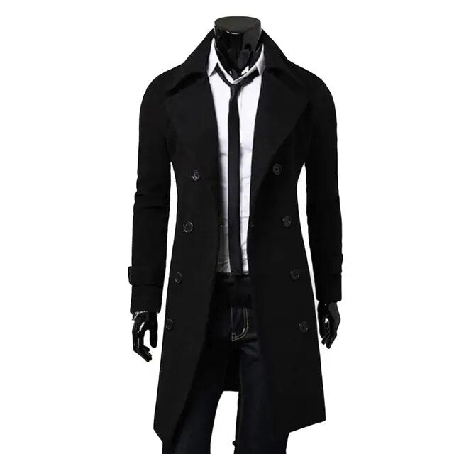 British Style Double-Breasted Trench Coat | Windproof Jacket