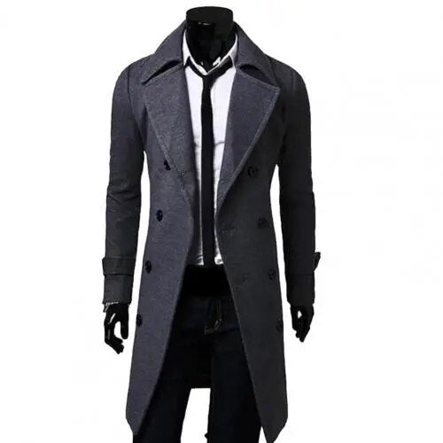 British Style Double-Breasted Trench Coat | Windproof Jacket