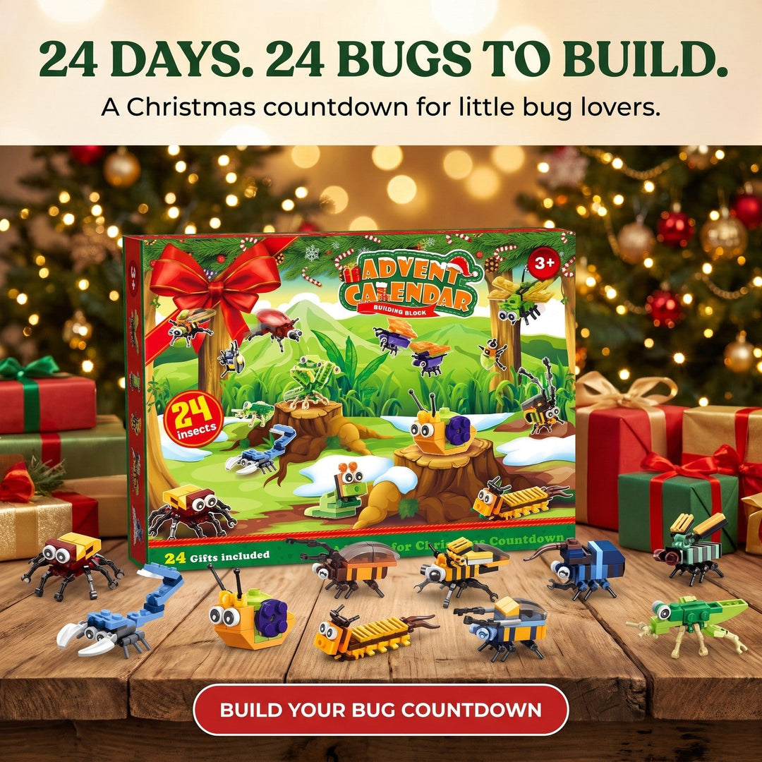 Insect Brick Advent Calendar, 24 Bugs to Build and Bee King or Scorpion King Builds