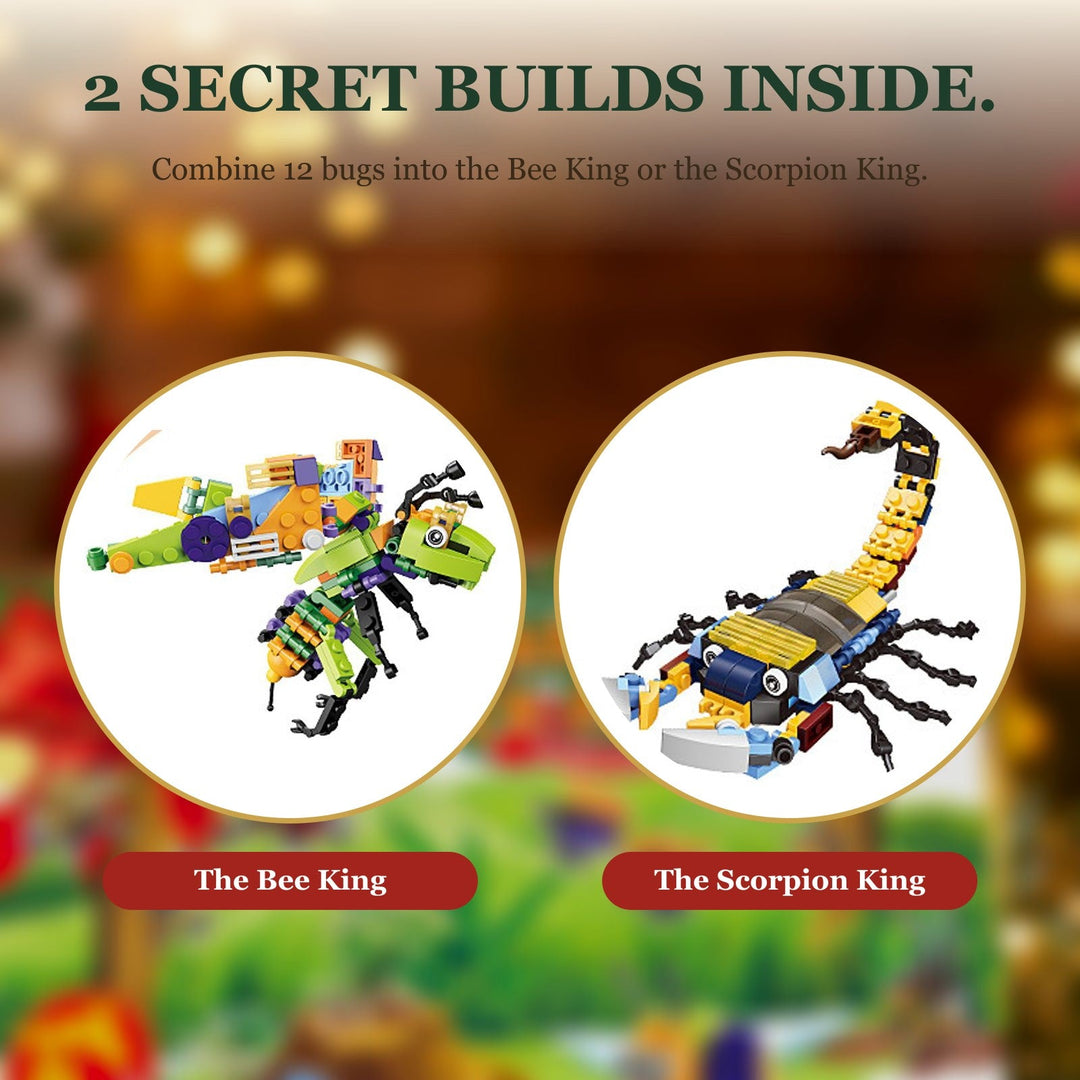 Insect Brick Advent Calendar, 24 Bugs to Build and Bee King or Scorpion King Builds