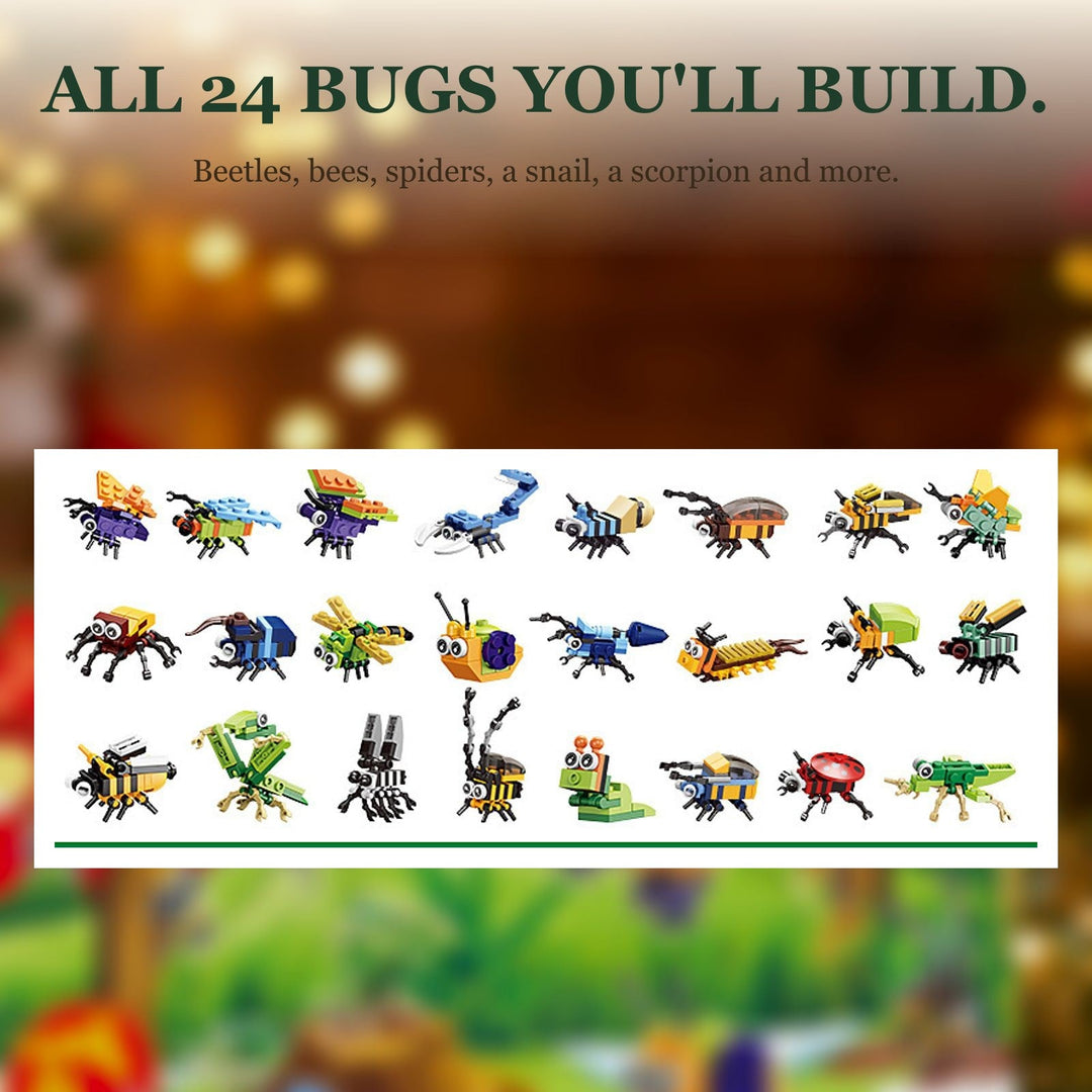 Insect Brick Advent Calendar, 24 Bugs to Build and Bee King or Scorpion King Builds