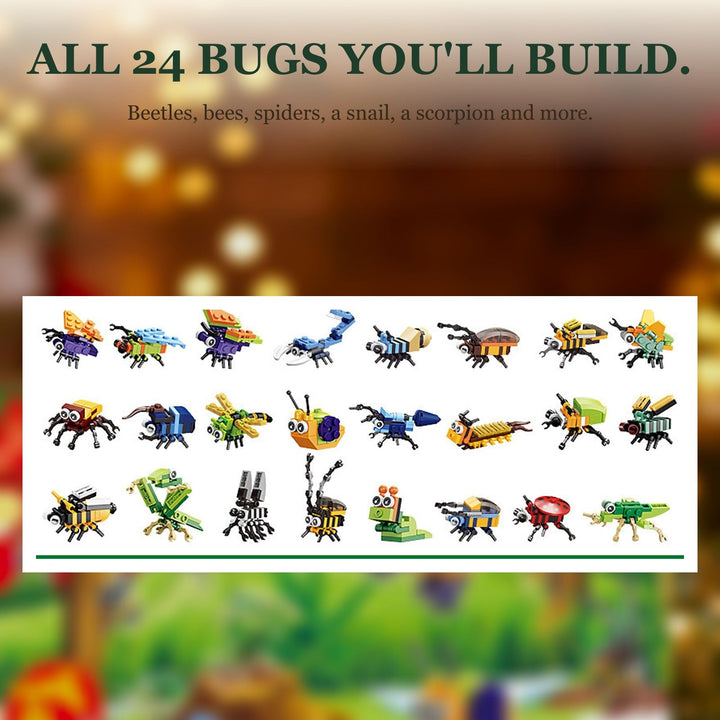 Insect Brick Advent Calendar, 24 Bugs to Build and Bee King or Scorpion King Builds
