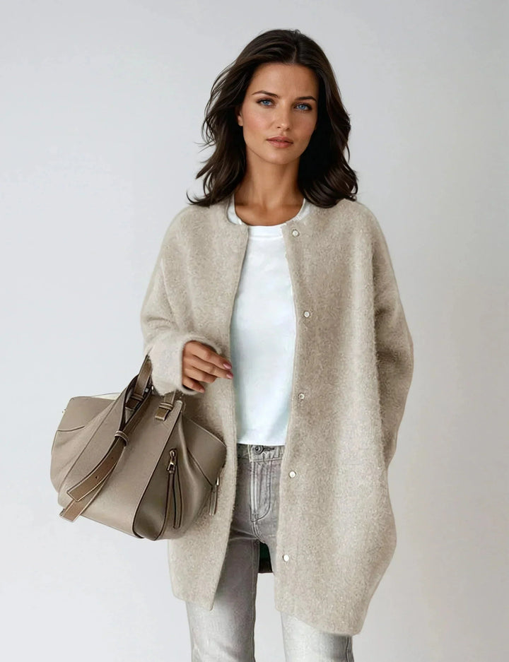 Button-Front Wool-Blend Cardigan