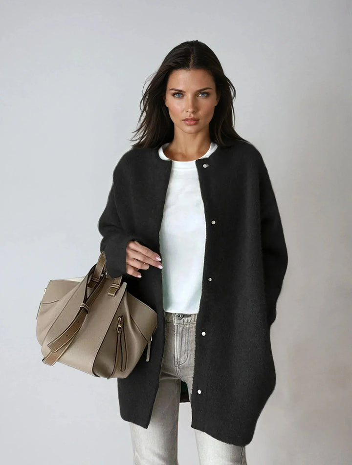 Button-Front Wool-Blend Cardigan