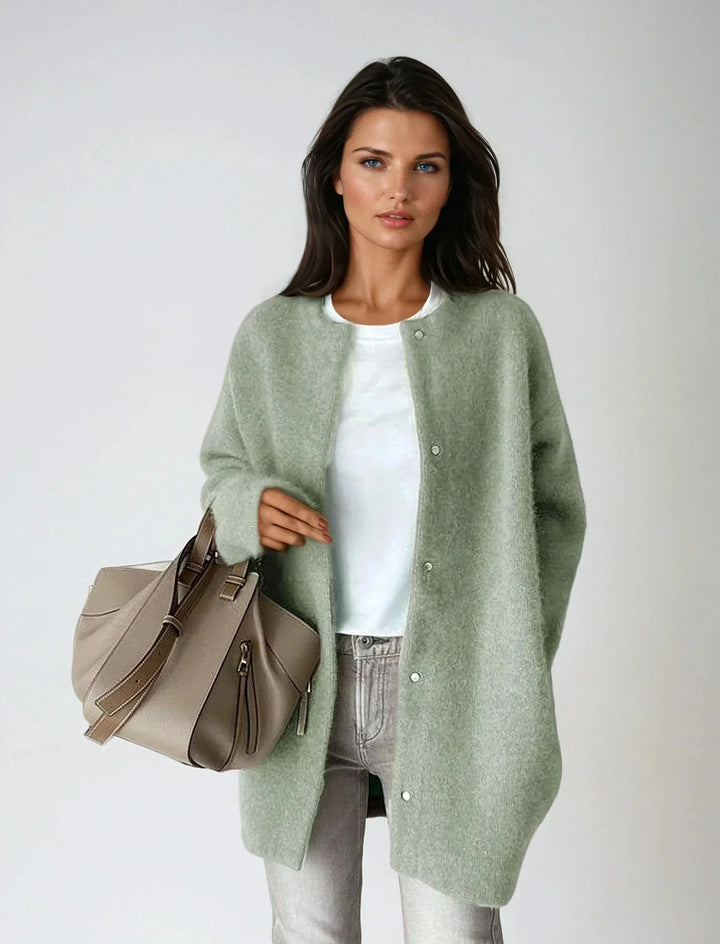 Button-Front Wool-Blend Cardigan
