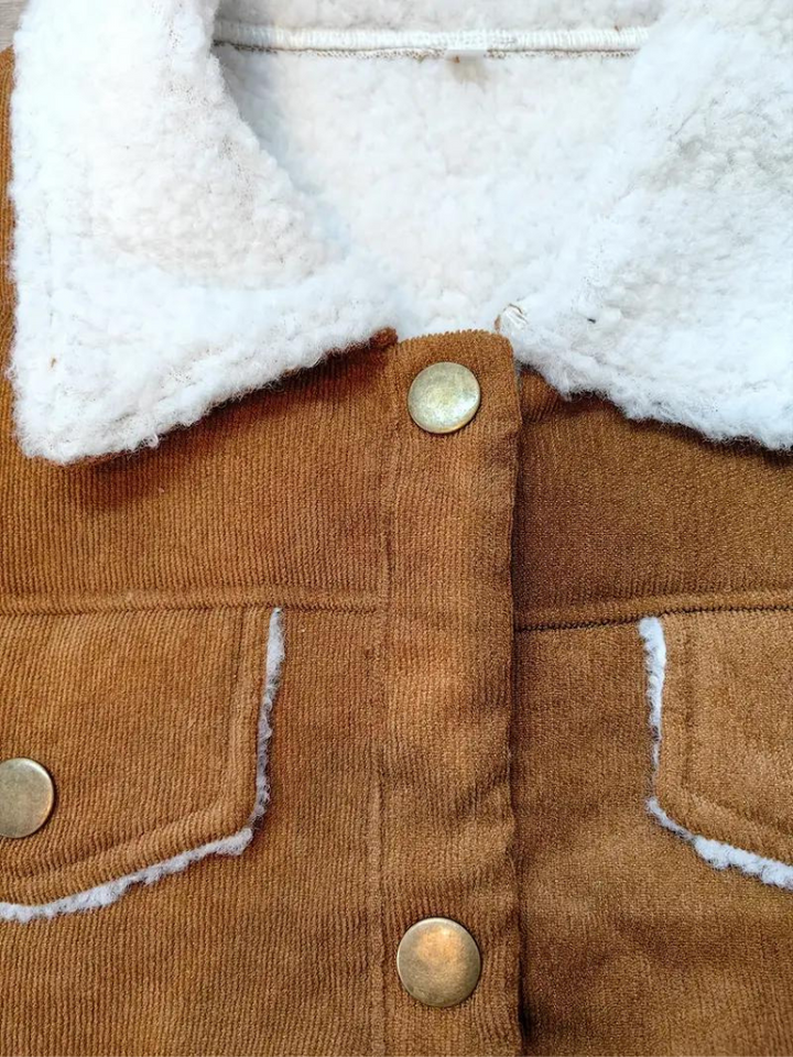 Buttoned Winter Jacket for Women with High Collar