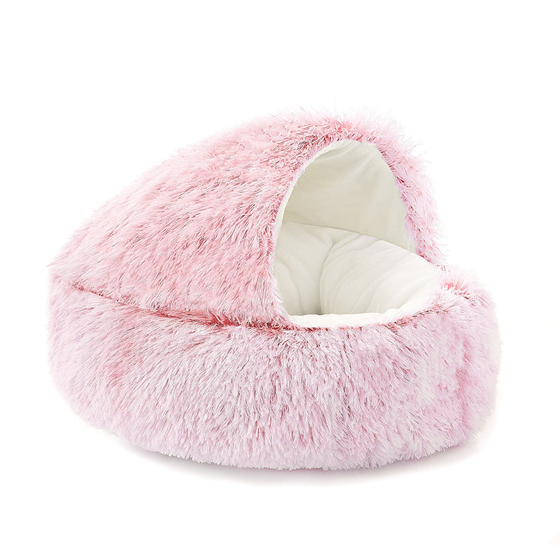 Calming Plush Semi-Enclosed Pet Nest Bed
