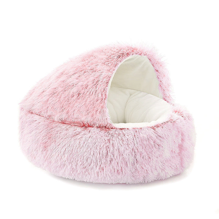 Calming Plush Semi-Enclosed Pet Nest Bed