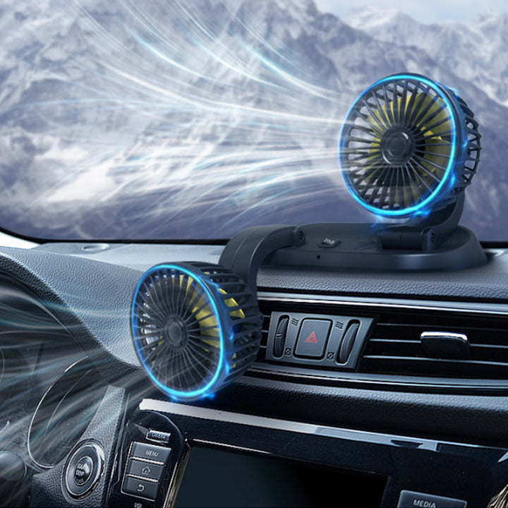 Car Fan with Adjustable Speed and Rotating Head