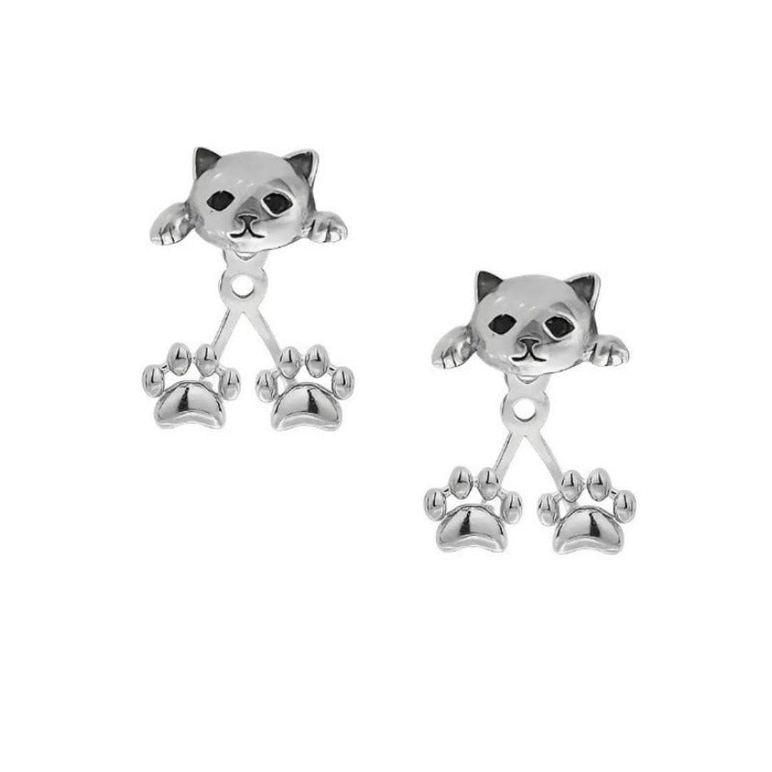 Cat Head and Paw Drop Earrings