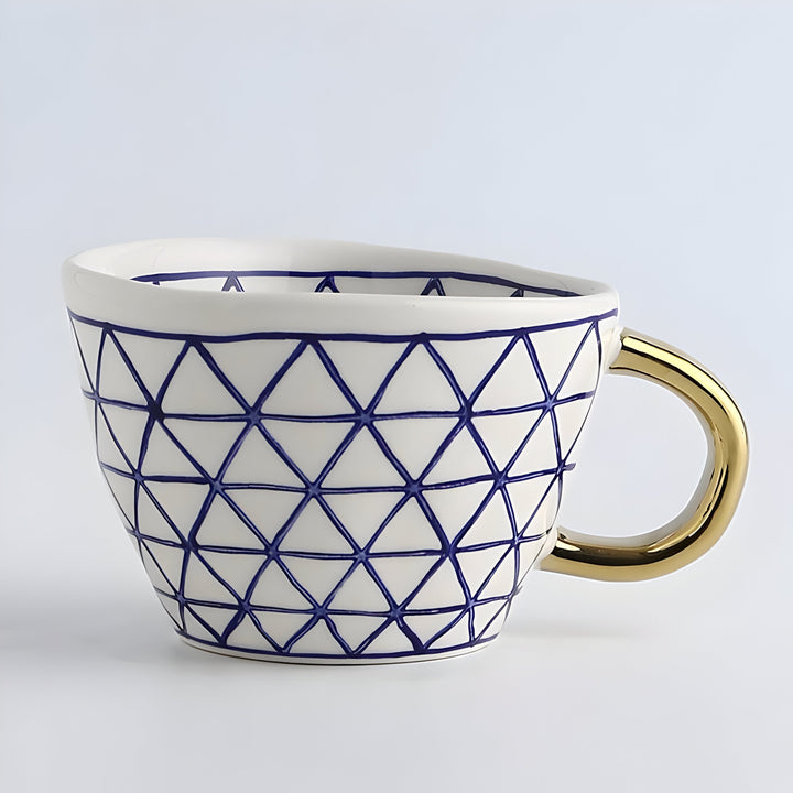 Ceramic Mug with Geometric Design – Stylish and Modern | Ideal for Coffee or Tea