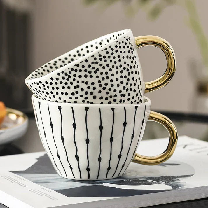 Ceramic Mug with Geometric Design – Stylish and Modern | Ideal for Coffee or Tea
