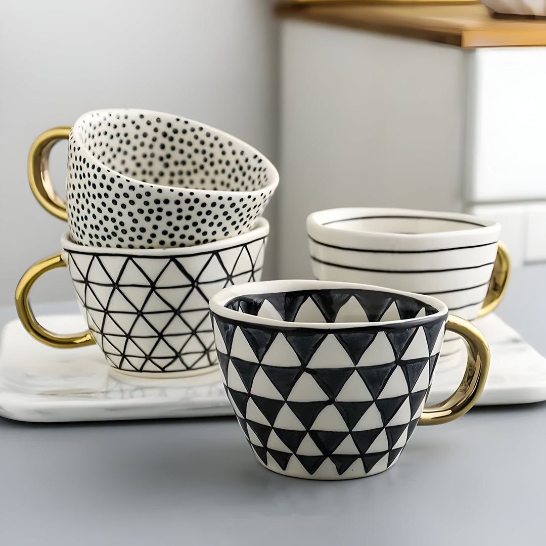 Ceramic Mug with Geometric Design – Stylish and Modern | Ideal for Coffee or Tea