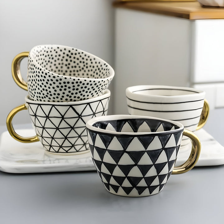 Ceramic Mug with Geometric Design – Stylish and Modern | Ideal for Coffee or Tea
