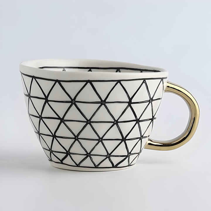 Ceramic Mug with Geometric Design – Stylish and Modern | Ideal for Coffee or Tea