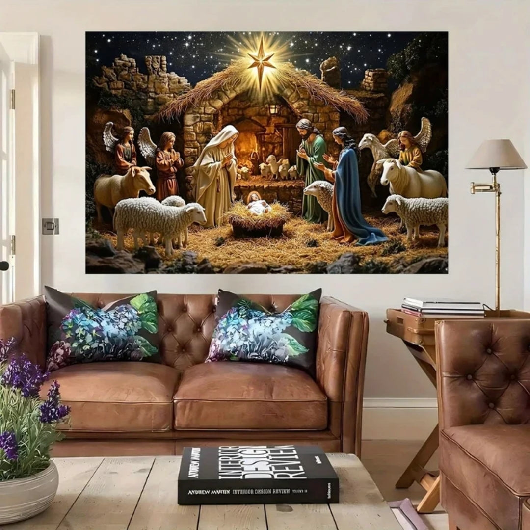Christmas Backdrop - Angels and Starry Sky Decoration
