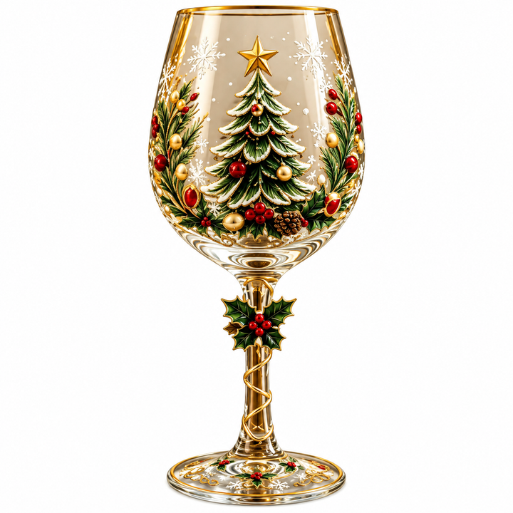 Christmas Drinking Glasses Set - Decorative Holiday Glasses with Santa, Reindeer &amp; Snowman Motifs for Christmas Tables &amp; Gatherings