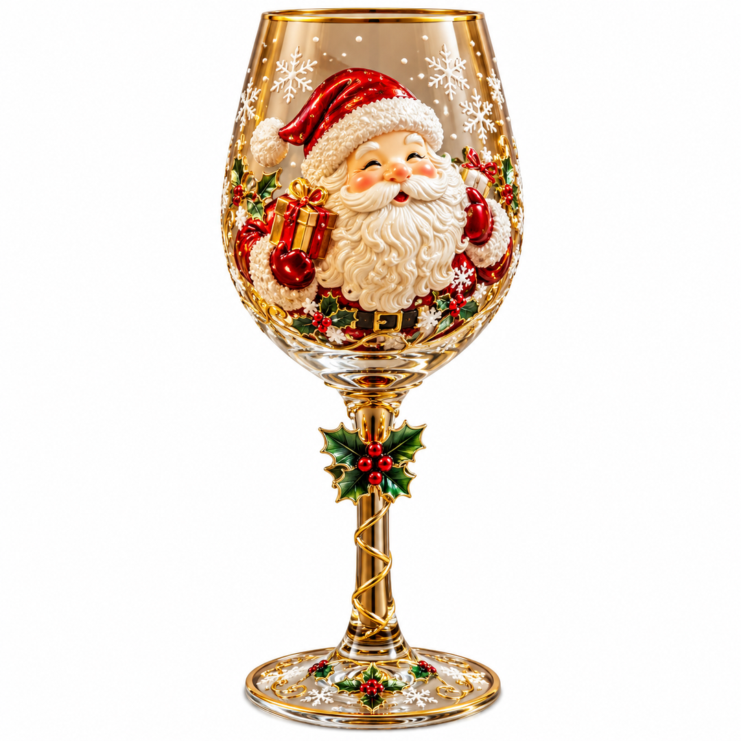 Christmas Drinking Glasses Set - Decorative Holiday Glasses with Santa, Reindeer &amp; Snowman Motifs for Christmas Tables &amp; Gatherings