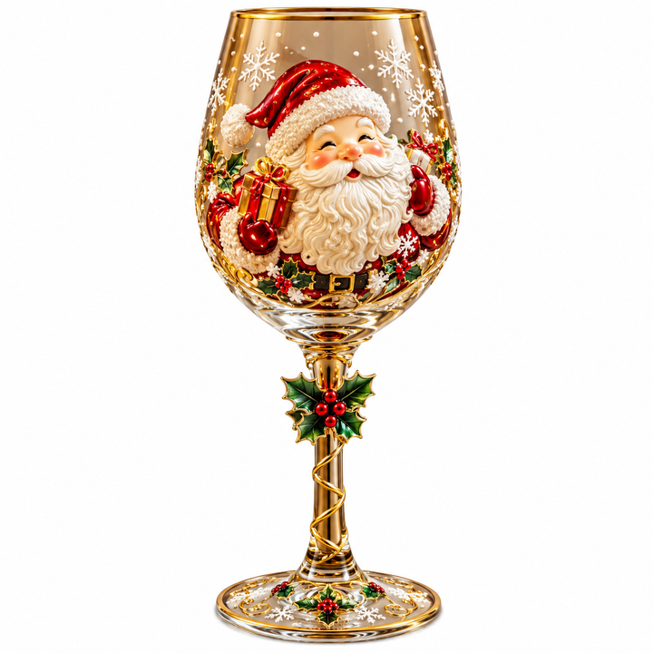 Christmas Drinking Glasses Set - Decorative Holiday Glasses with Santa, Reindeer &amp; Snowman Motifs for Christmas Tables &amp; Gatherings