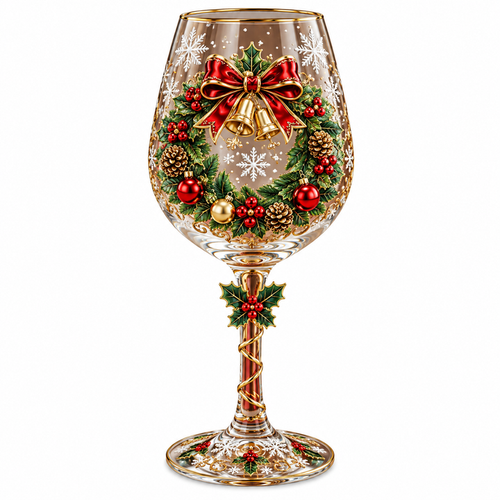 Christmas Drinking Glasses Set - Decorative Holiday Glasses with Santa, Reindeer &amp; Snowman Motifs for Christmas Tables &amp; Gatherings