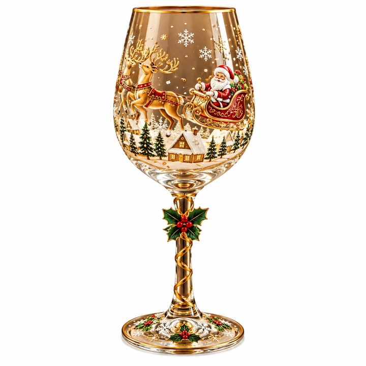 Christmas Drinking Glasses Set - Decorative Holiday Glasses with Santa, Reindeer &amp; Snowman Motifs for Christmas Tables &amp; Gatherings
