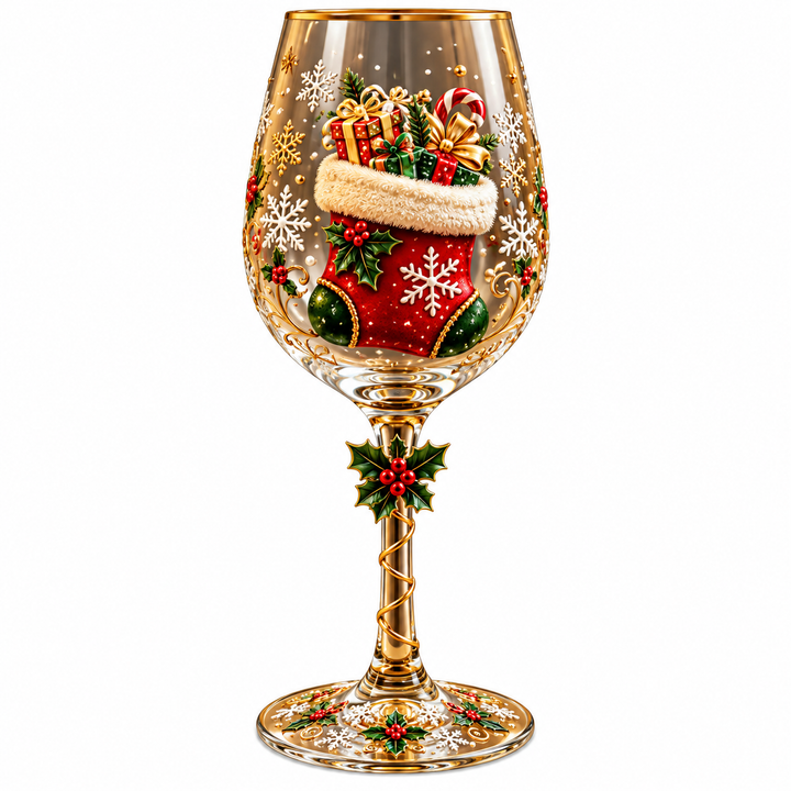 Christmas Drinking Glasses Set - Decorative Holiday Glasses with Santa, Reindeer &amp; Snowman Motifs for Christmas Tables &amp; Gatherings