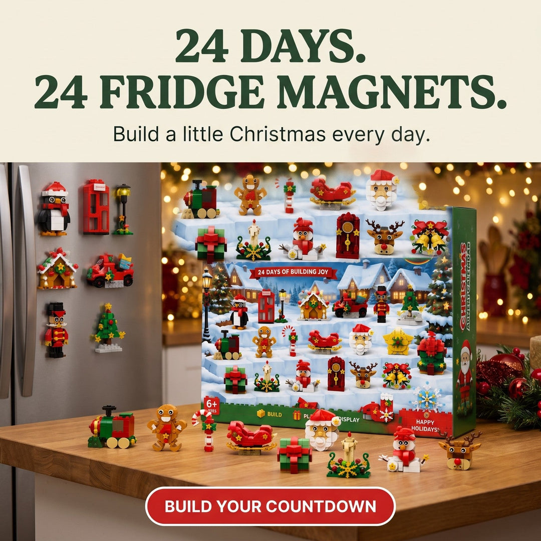 Brick Building Fridge Magnet Advent Calendar, 24 Christmas Builds