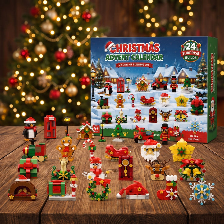 Brick Building Fridge Magnet Advent Calendar, 24 Christmas Builds
