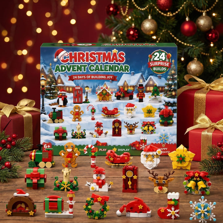 Brick Building Fridge Magnet Advent Calendar, 24 Christmas Builds