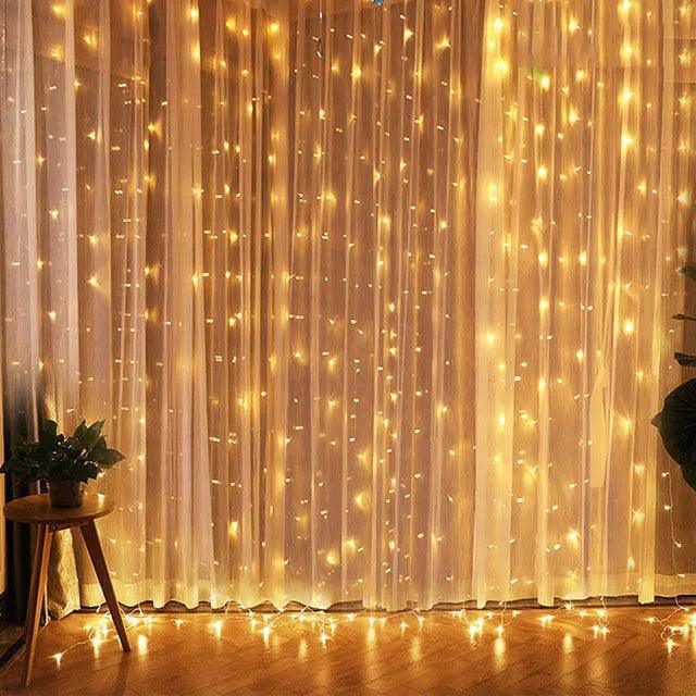 Christmas LED Curtain Lights with 8 Modes – Waterproof Indoor and Outdoor Holiday Decorations