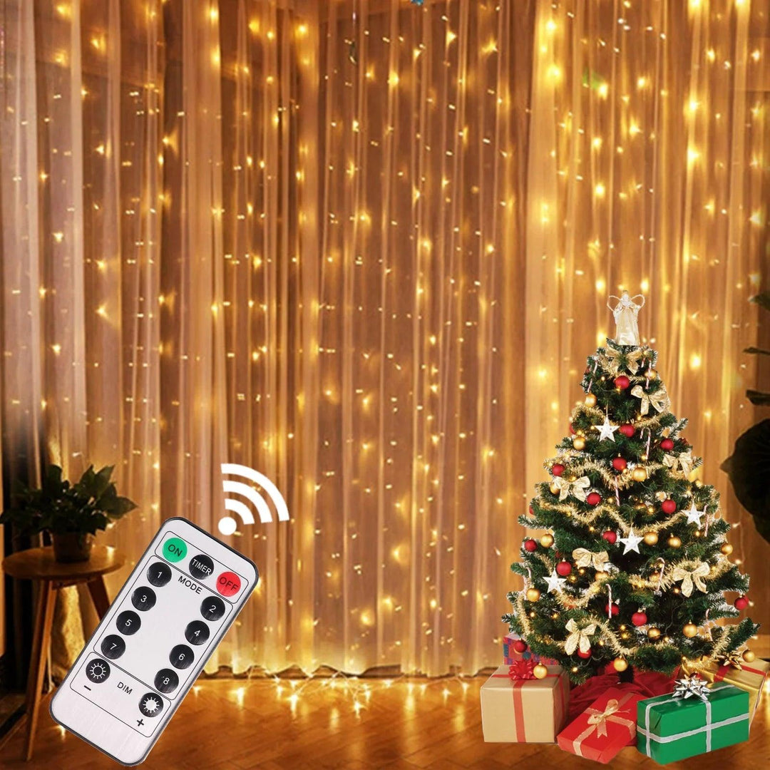 Christmas LED Curtain Lights with 8 Modes – Waterproof Indoor and Outdoor Holiday Decorations