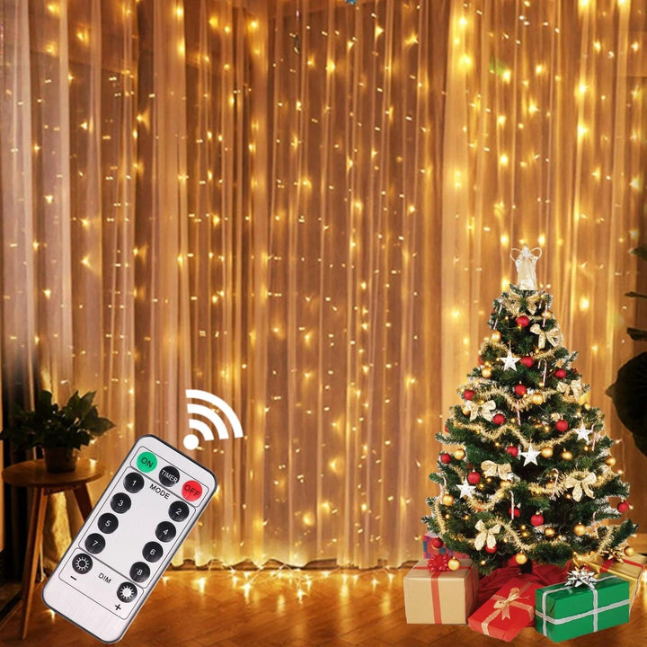 Christmas LED Curtain Lights with 8 Modes – Waterproof Indoor and Outdoor Holiday Decorations