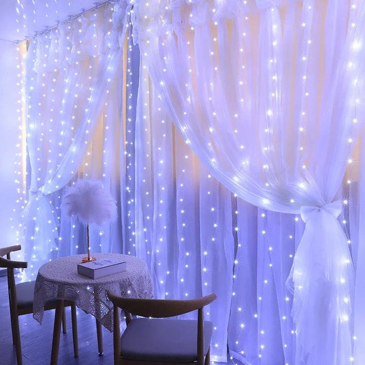 Christmas LED Curtain Lights with 8 Modes – Waterproof Indoor and Outdoor Holiday Decorations