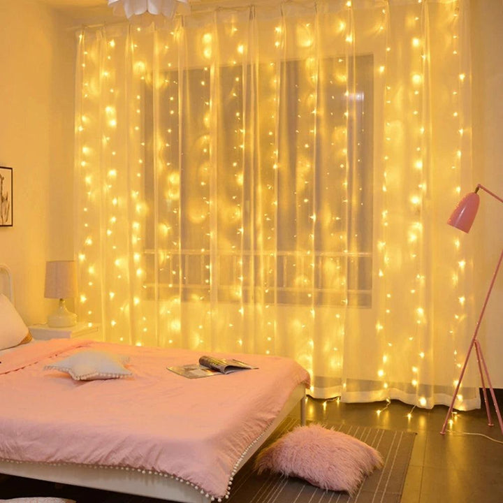 Christmas LED Curtain Lights with 8 Modes – Waterproof Indoor and Outdoor Holiday Decorations