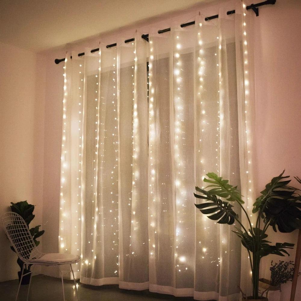 Christmas LED Curtain Lights with 8 Modes – Waterproof Indoor and Outdoor Holiday Decorations
