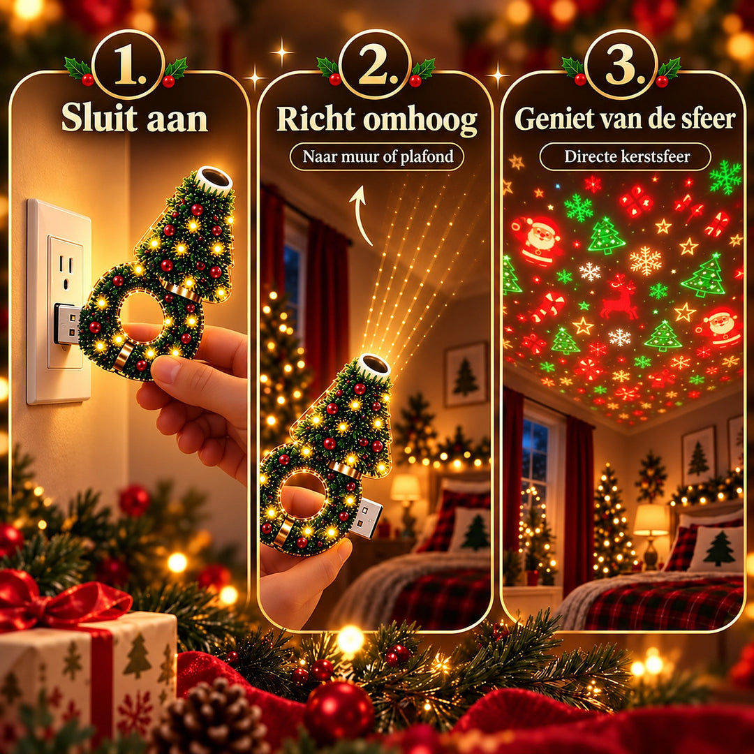 Christmas Projector - Christmas Tree-Shaped USB Projection Lamp