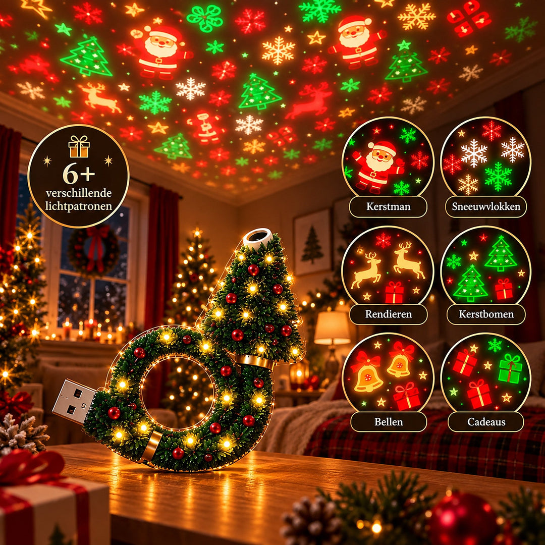 Christmas Projector - Christmas Tree-Shaped USB Projection Lamp