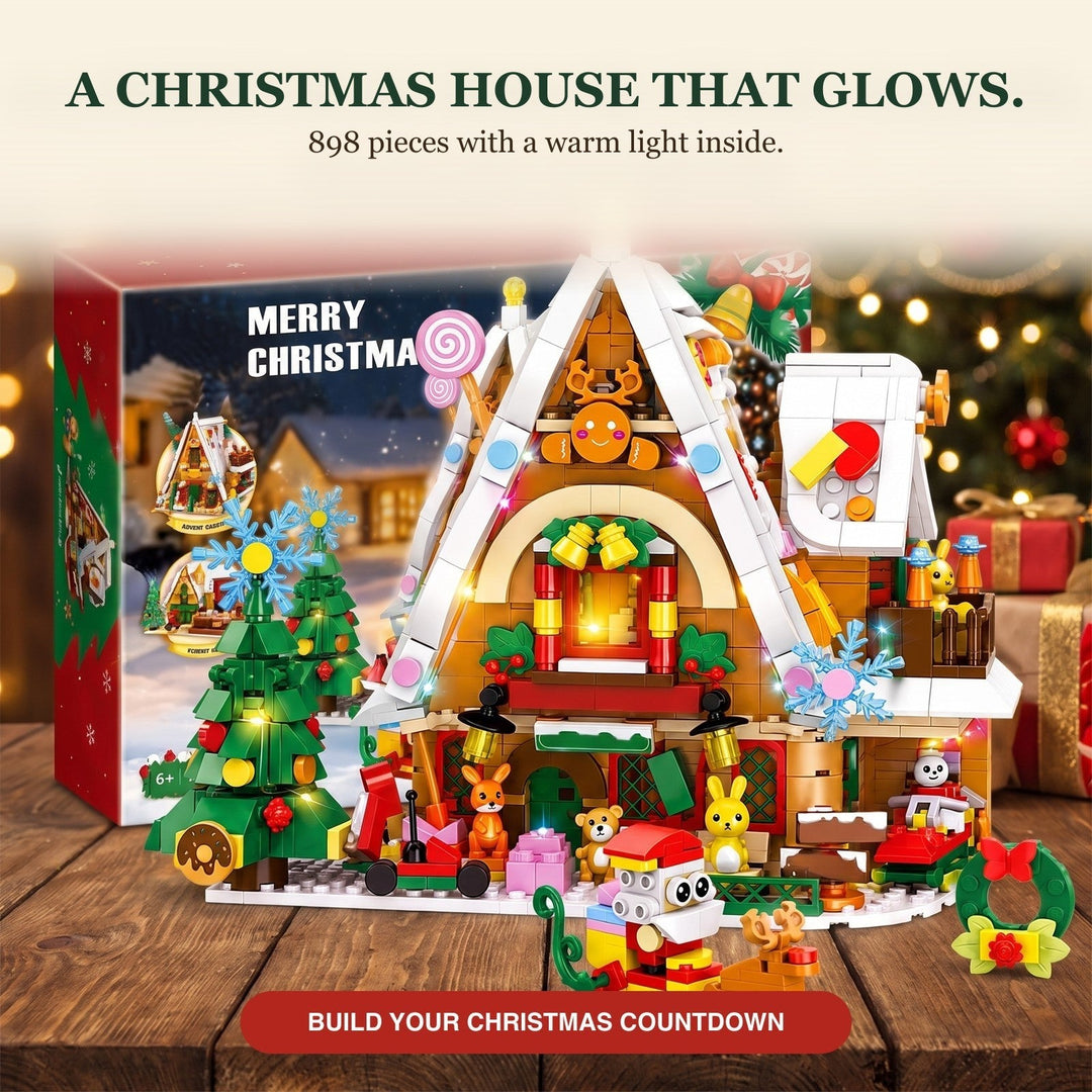 898-Piece Snowy Christmas House Advent Calendar with Interior Light