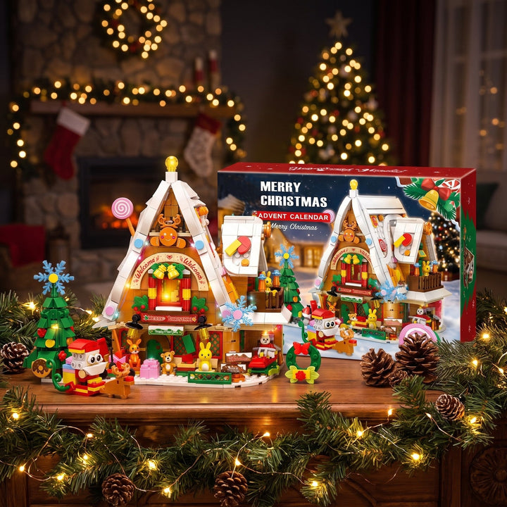 898-Piece Snowy Christmas House Advent Calendar with Interior Light