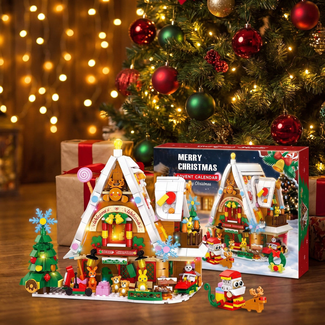 898-Piece Snowy Christmas House Advent Calendar with Interior Light