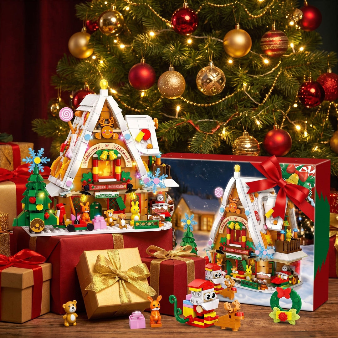 898-Piece Snowy Christmas House Advent Calendar with Interior Light