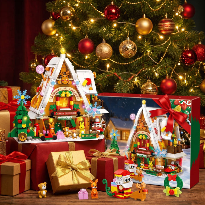 898-Piece Snowy Christmas House Advent Calendar with Interior Light