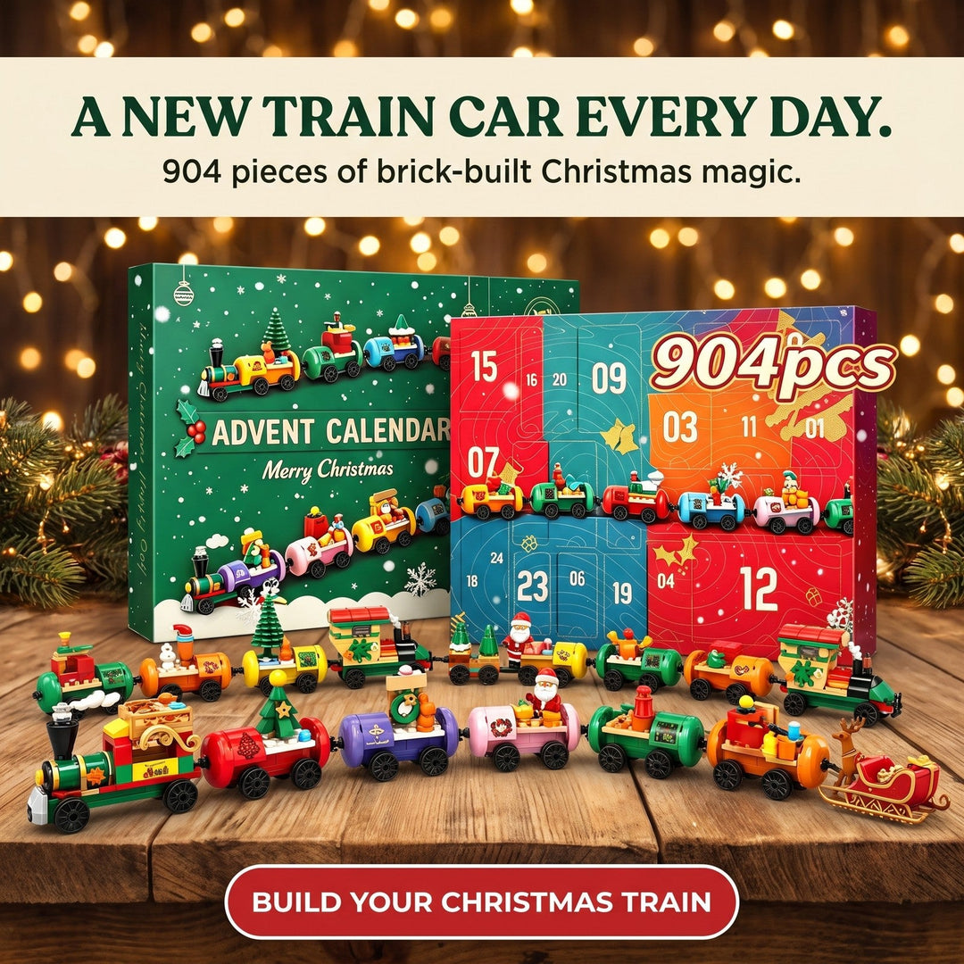 904-Piece Brick Christmas Train Advent Calendar, Engines, Gift Wagons and Santa