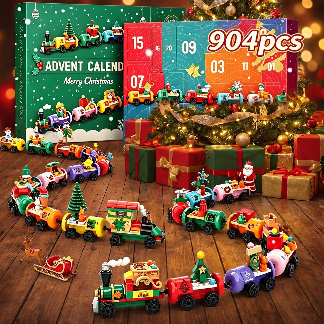 904-Piece Brick Christmas Train Advent Calendar, Engines, Gift Wagons and Santa