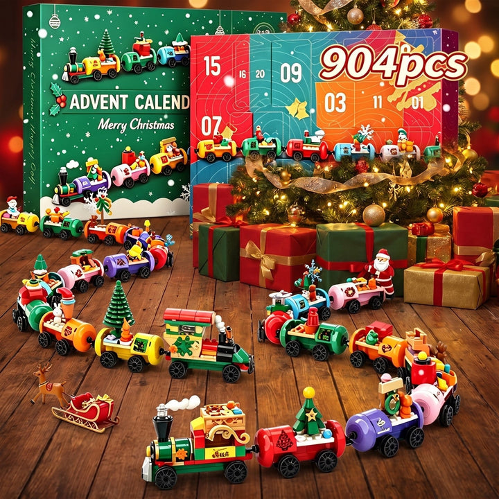 904-Piece Brick Christmas Train Advent Calendar, Engines, Gift Wagons and Santa