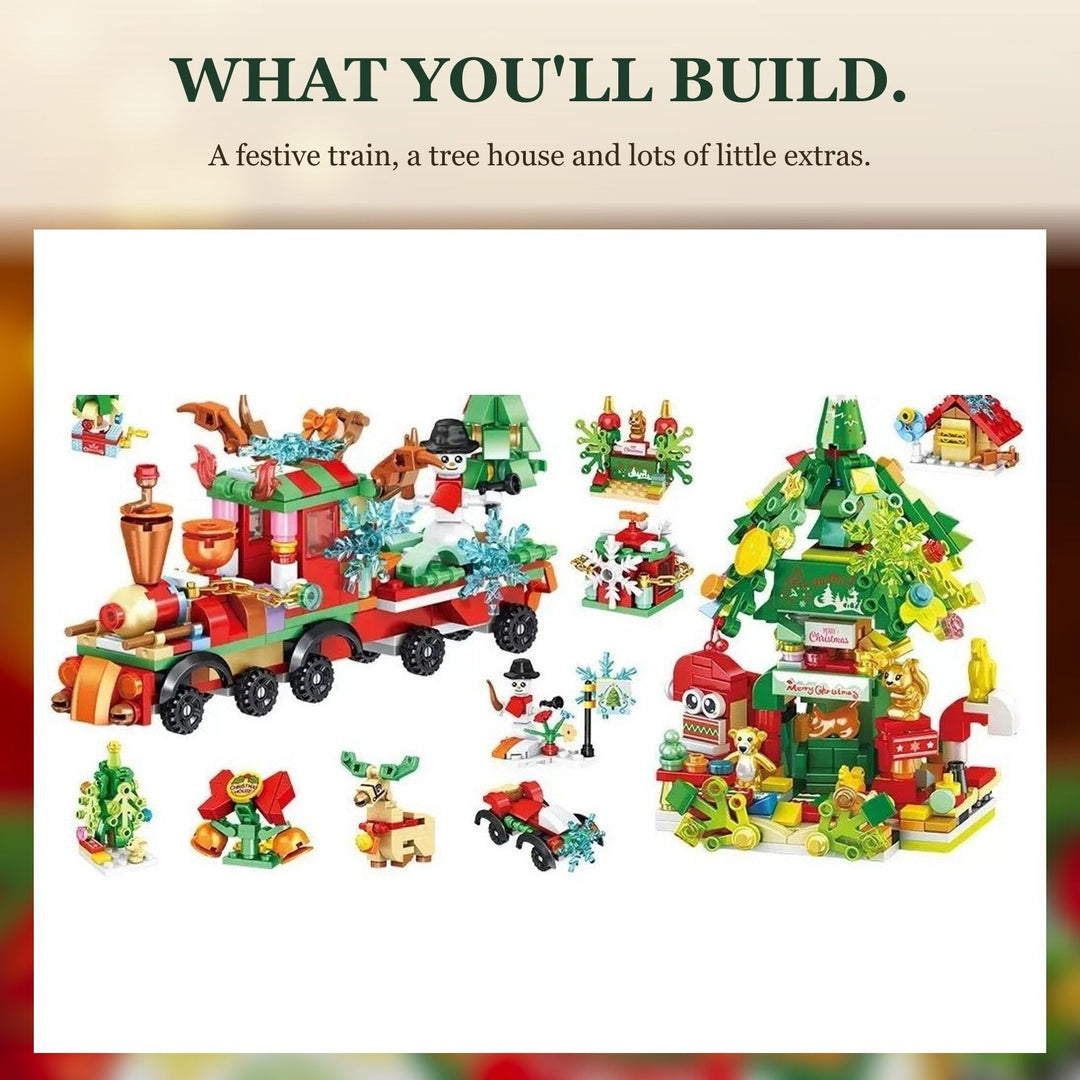 699-Piece Christmas Brick Advent Calendar with Red Train and Tree House
